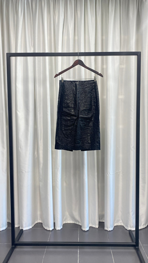 Faux Crocodile Design Leather Skirt