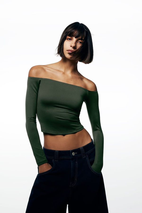 Off Shoulders Green Top