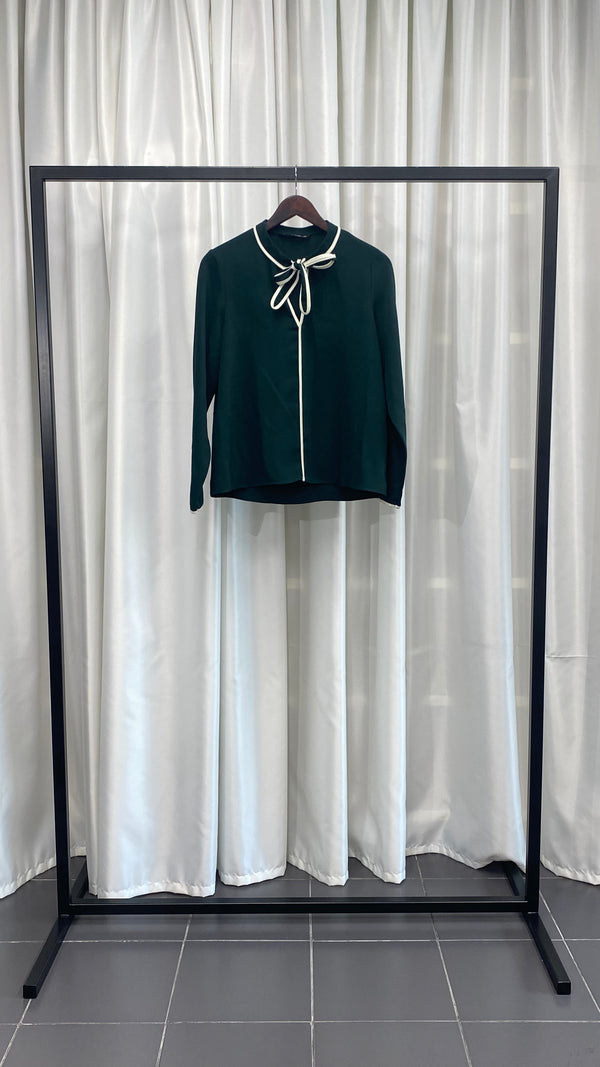 Tied Collar Green Top