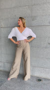 High Waisted Beige Trousers